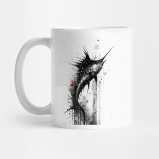 Black Marlin Ink Painting Mug